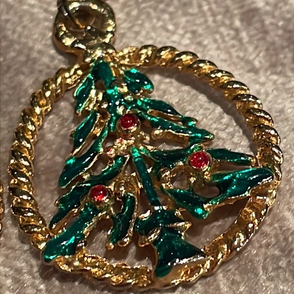 Christmas Tree Hoop Earrings - Picture 3 of 6